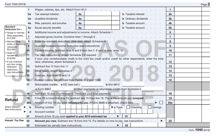 New 2018 Postcard-Size 1040 DRAFT Tax Return Released – YR TAX ...